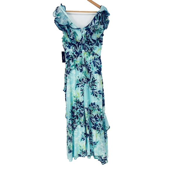 Lulus Sammi Light Blue Floral Print Ruffled Surplice Maxi Dress Size Large NEW - Picture 7 of 12